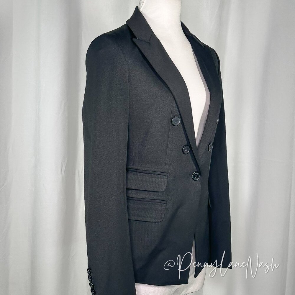 Express Tuxedo Style Double Breasted Blazer 4R Black - Picture 4 of 14